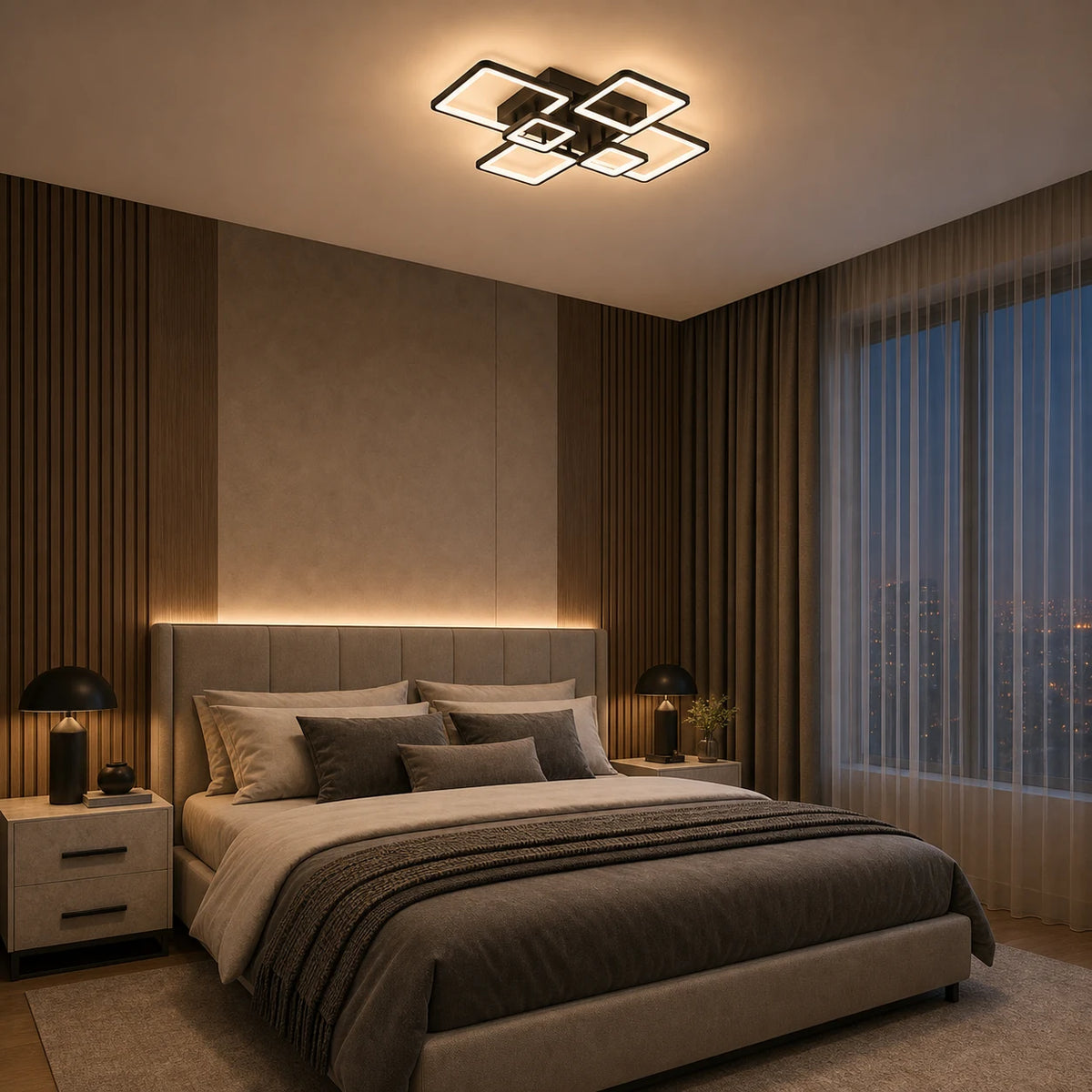 Lustra LED cu telecomanda ELLA 120W, 6 Patrate, lumina Rece/Calda/Neutra, Dimabila, Negru, Metal si Acril - 03_LT130-6BK.png