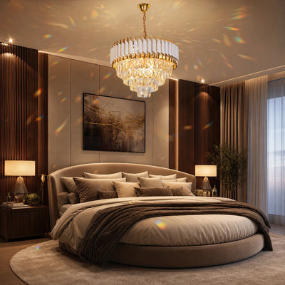 VERSAILLES Elegance kristálycsillár 8x E14, átmérő 50 cm, fényes arany és fehér, állítható magasságú