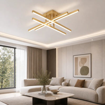 LED csillár távirányítóval LINEX, 53 W, fény 3000K/4000K/6000K, szabályozható, arany