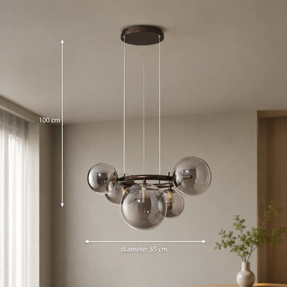 Csillár kerek ernyővel, VENERE Zodiaco, 1 kör 5xG9, fém, fekete, állítható magasságú - 07_LC811-5.png