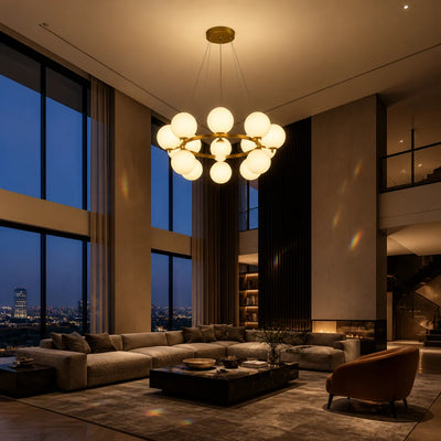 LOFT kamrás csillár, 15x G9, fehérarany, fém, állítható magasságú, modern