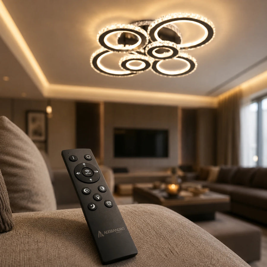 LED csillár távirányítóval és kristály NOVA ROTONDA RGB 145W, 6 kör, hideg/meleg/semleges fény, szabályozható, fekete - 09_LT073-6BK.png