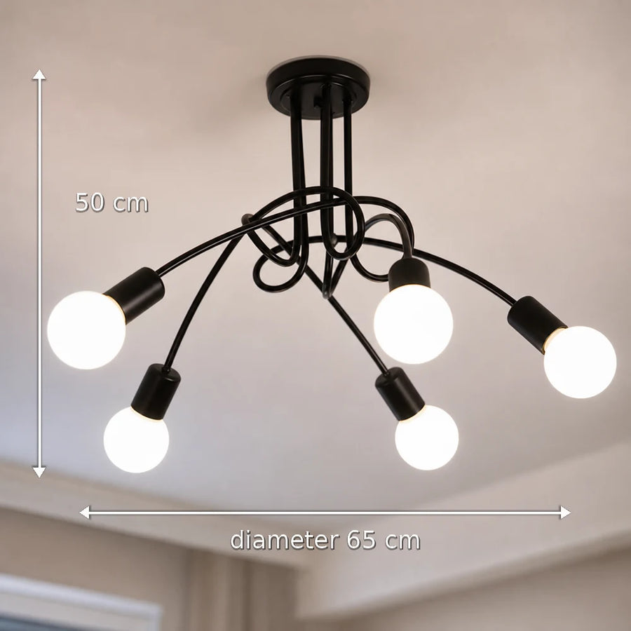 Modernista csillár Penta 5, 5x E27, fekete, modern design - 10_LC366-5BK.png