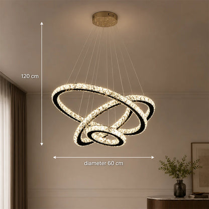 Függesztett LED-es csillár távirányítóval és kristály PRISM LUMINIS 79W, 3 kör, hideg/meleg/semleges fény, szabályozható, króm, állítható magasságú - 11_LT029.png