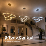 Függesztett LED-es csillár távirányítóval és kristály PRISM LUMINIS 79W, 3 kör, hideg/meleg/semleges fény, szabályozható, króm, állítható magasságú - 15_LT029.png