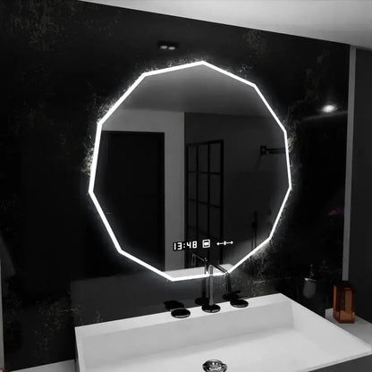 LED Polygon Mirror, 70 cm, Judith Sensor MotionGlow Marcello, Szakírási rendszer, óra és hőmérő, Dimable 084