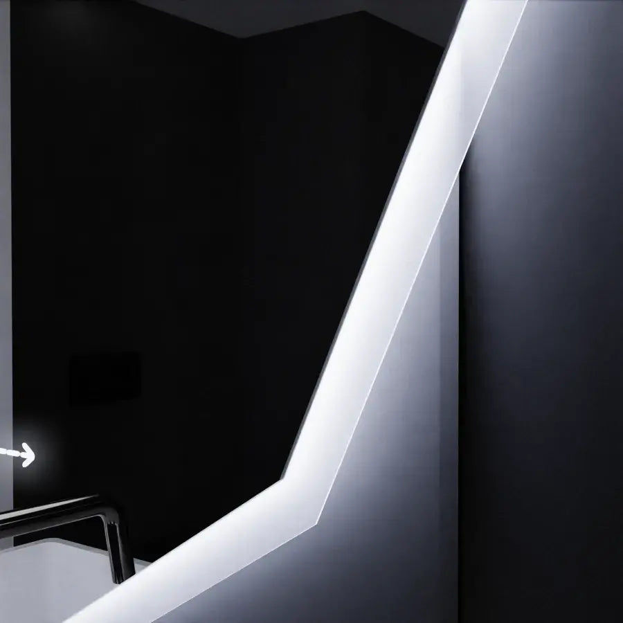 LED Polygon Mirror, 70 cm, Judith Sensor MotionGlow Marcello, Szakírási rendszer, óra és hőmérő, Dimable 084