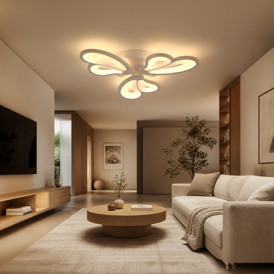 LED csillár távirányítóval BLOSSOM 40W, 3 szirom, hideg/meleg/semleges fény, szabályozható, fehér