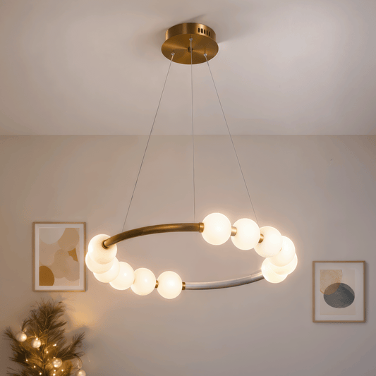 Felfüggesztett Lustra LED Acril Nova 57W távirányítóval, Beotal, 3000K/4000K/6000K, arany, fém és akril