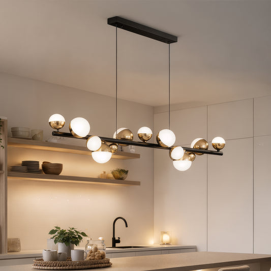 Felfüggesztett vágy LED Acril Auliu 29W távirányítóval, Beotable, aranyfekete, fém és akril