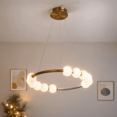 Felfüggesztett Lustra LED Acril Nova 57W távirányítóval, Beotal, 3000K/4000K/6000K, arany, fém és akril