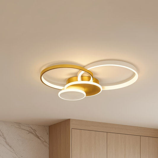 LED csillár távirányítóval KILLIAN 80W, 4 kör, hideg/meleg/semleges fény, szabályozható, arany