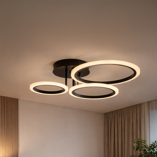 LED csillár távirányítóval BETTY 40W, 3 kör, hideg/meleg/semleges fény, szabályozható, fekete