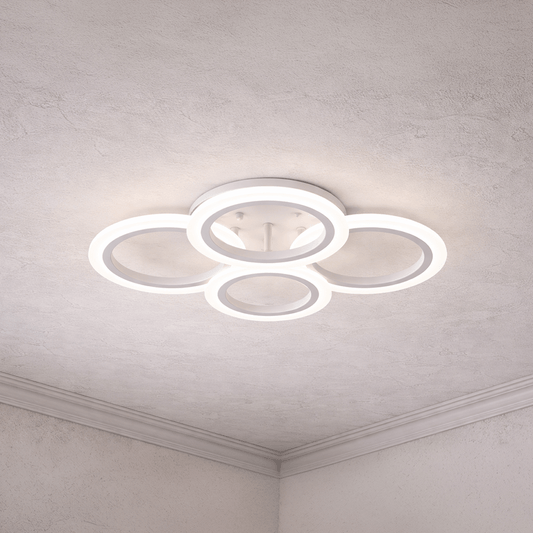 LED csillár távirányítóval BETTY 43W, 4 kör, hideg/meleg/semleges fény, szabályozható, fehér
