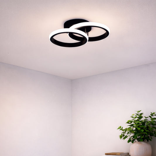 LED csillár VERTEX CIRCULA 21W, 2 kör, fém keretek, hideg/meleg/semleges fény 3000K/4000K/6000K, fekete, fém