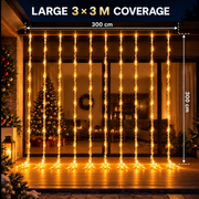 Eső típusú karácsonyi telepítés, meleg fény, 300 x 300 cm, 320 LED