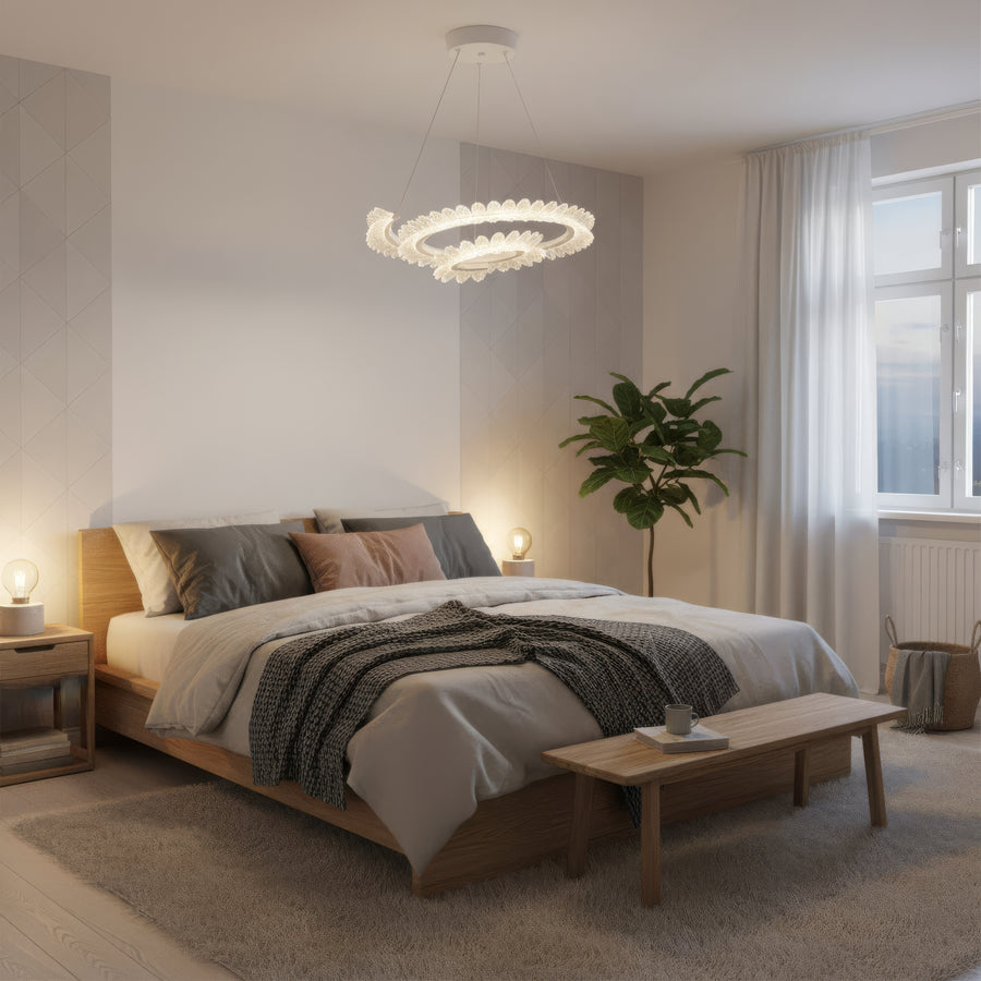LULUS LED PRISM LUMINIS, CRYSTAL ÉS MÉG, 210W, 4 CIRCLES, DIMILE, állítható magasság, hideg/forró/semleges fény, fényűző világítás