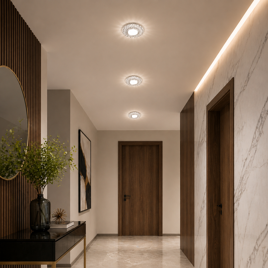 ORBITA LED Spot, 5 W, kerek, hideg fény + RGB, fehér, gyanta és üveg LED spot alapbeállítás Alessandro Design
