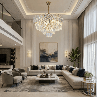 WINDSOR Elegance kristálycsillár 8x E14, átmérő 39 cm, fényes arany, állítható magasságú, fém és kristály