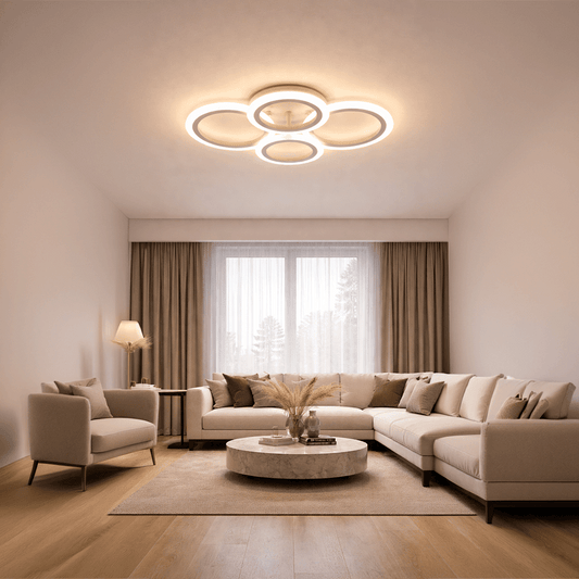 LED csillár távirányítóval BETTY 43W, 4 kör, hideg/meleg/semleges fény, szabályozható, fehér