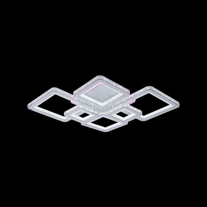 LED -csillár távirányítóval és Quadris RGB 170W, 6 négyzet, hideg/forró/semleges fény, fehér, fehér