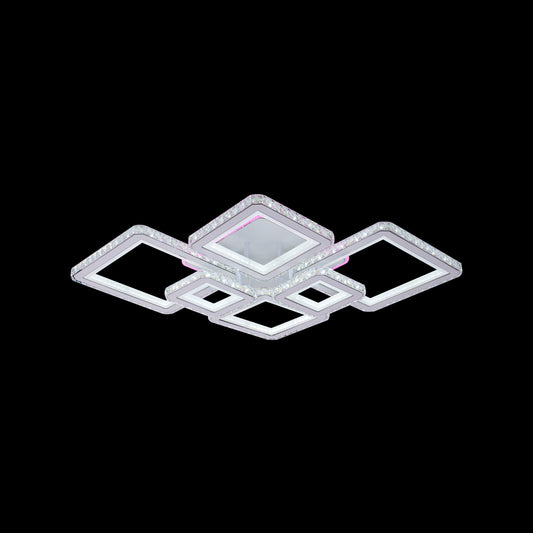 LED -csillár távirányítóval és Quadris RGB 170W, 6 négyzet, hideg/forró/semleges fény, fehér, fehér