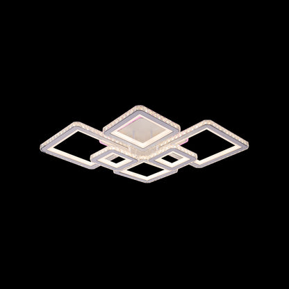 LED -csillár távirányítóval és Quadris RGB 170W, 6 négyzet, hideg/forró/semleges fény, fehér, fehér