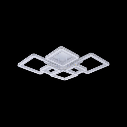 LED -csillár távirányítóval és Quadris RGB 170W, 6 négyzet, hideg/forró/semleges fény, fehér, fehér