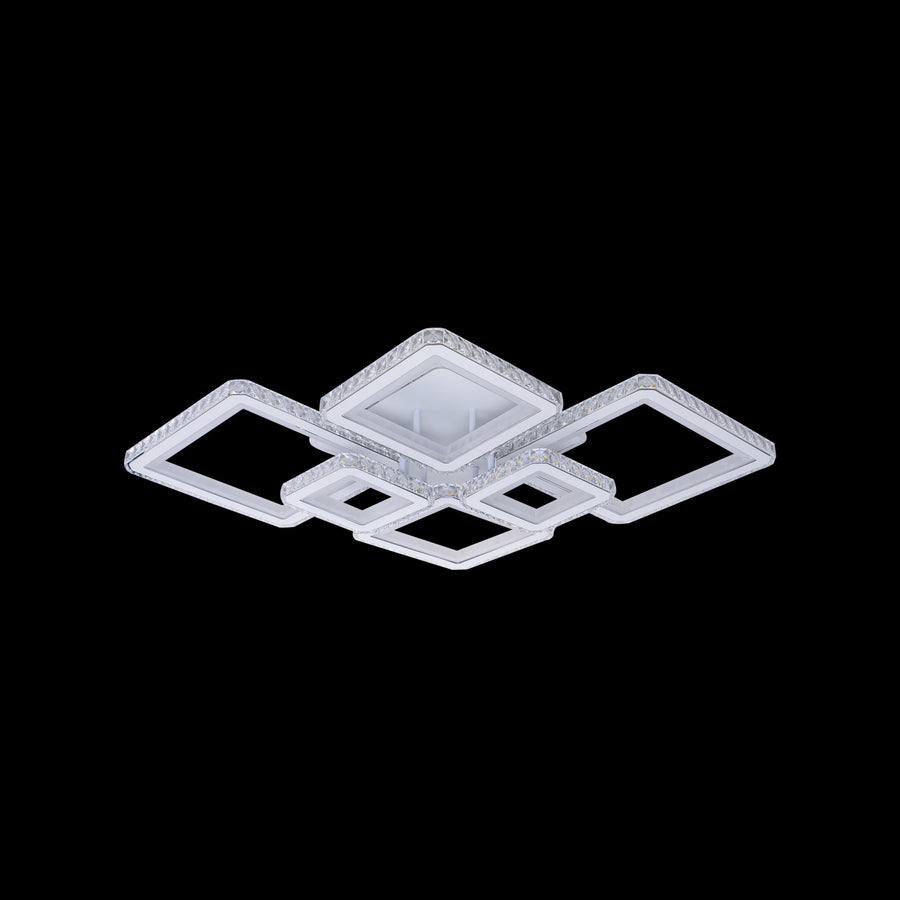 LED -csillár távirányítóval és Quadris RGB 170W, 6 négyzet, hideg/forró/semleges fény, fehér, fehér