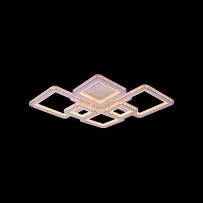 LED -csillár távirányítóval és Quadris RGB 170W, 6 négyzet, hideg/forró/semleges fény, fehér, fehér