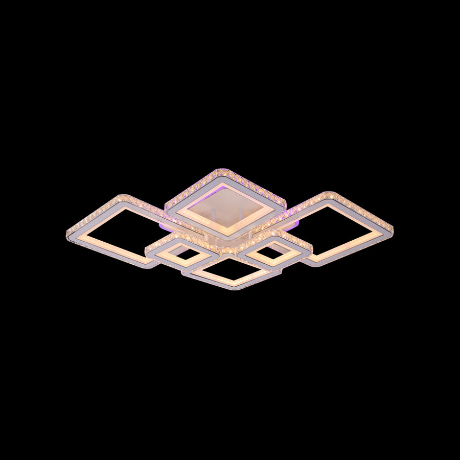 LED -csillár távirányítóval és Quadris RGB 170W, 6 négyzet, hideg/forró/semleges fény, fehér, fehér