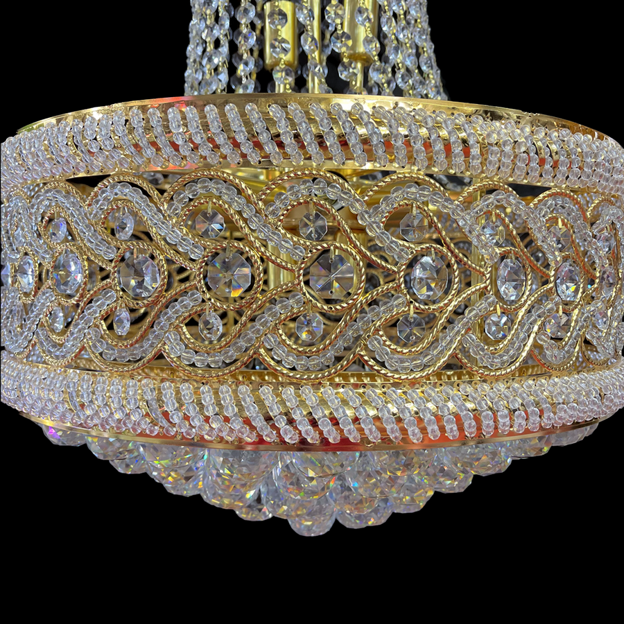 Crystal Chandelier fiamma, 6x E14, 45 cm átmérőjű, arany