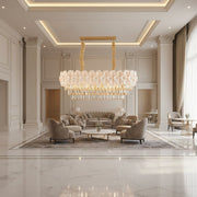 Candelabru Cristal PETAL Regalis 12xE14, 80x30 cm, Auriu, Inaltime Reglabila, Metal si Cristal