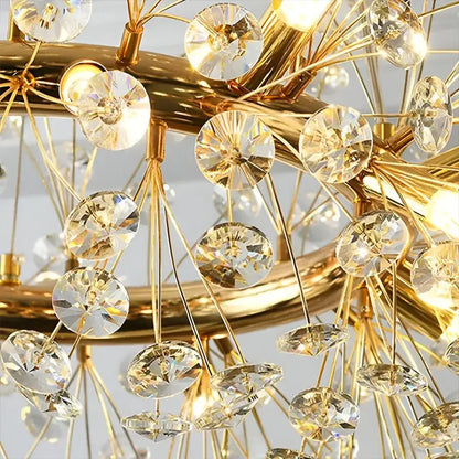 Crystal Chandelier perc 9x ​​G9, 50 cm átmérőjű, fényes arany, állítható magasság