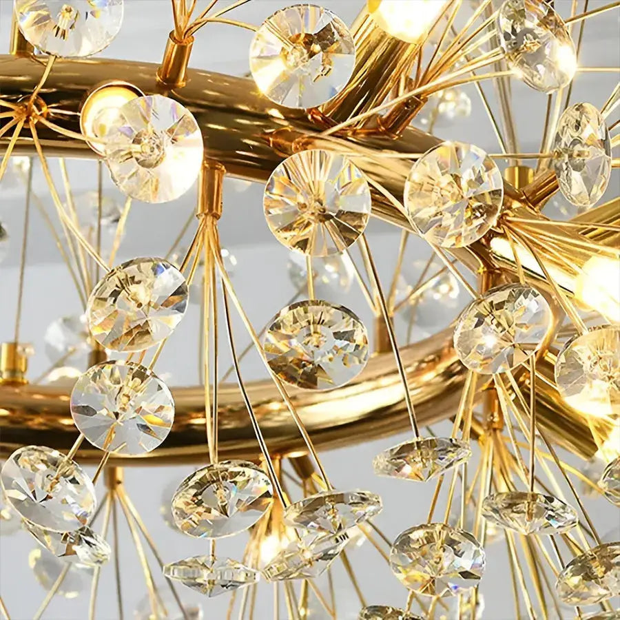 Crystal Chandelier perc 9x ​​G9, 50 cm átmérőjű, fényes arany, állítható magasság