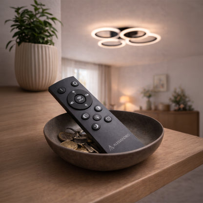 LED -csillár Betty 44W távirányítóval, 4 kör, hideg/forró/semleges fény, instabil, fekete