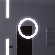 Téglalap alakú LED -tükör, 120x80 cm, MotionGlow Marcello érzékelő, letiltási rendszer, óra és hőmérő, kozmetikai nagyító