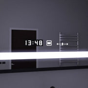 Téglalap alakú LED -tükör, 120x80 cm, MotionGlow Marcello érzékelő, letiltási rendszer, óra és hőmérő, kozmetikai nagyító