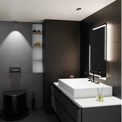 Téglalap alakú LED -tükör, 60x80 cm, Rayonement MotionGlow Marcello, Disfiguration System, óra és hőmérő, Daimable