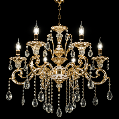 Crystal Chandelier Luciano, 6*E14, arany, fém és kristály