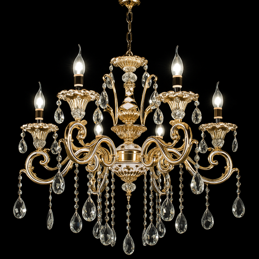 Crystal Chandelier Luciano, 6*E14, arany, fém és kristály