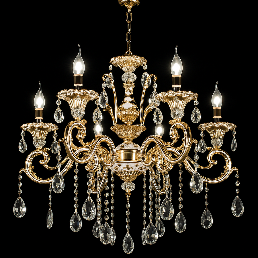 Crystal Chandelier Luciano, 6*E14, arany, fém és kristály