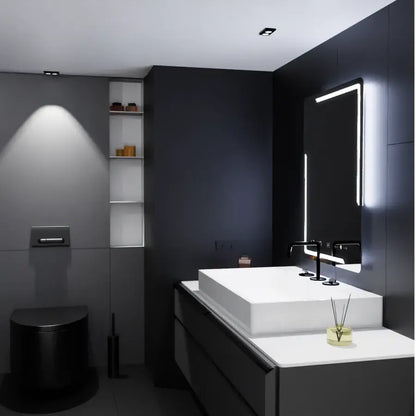 Téglalap alakú LED -tükör, 60x80 cm, Rayonement MotionGlow Marcello, Disfiguration System, óra és hőmérő, Daimable
