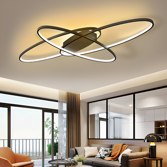LED -csillár 140W -os pálya távirányítóval, 3 elem, ovális, hideg/forró/semleges fény, instabil, fekete
