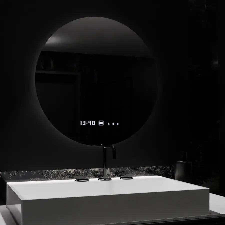 70 cm -es kerek LED -es tükör serenit mozgásgátló marcellow dimálható óra -szennyeződés és dimálható hőmérő
