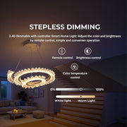 LULUS LED PRISM LUMINIS, CRYSTAL ÉS MÉG, 210W, 4 CIRCLES, DIMILE, állítható magasság, hideg/forró/semleges fény, fényűző világítás
