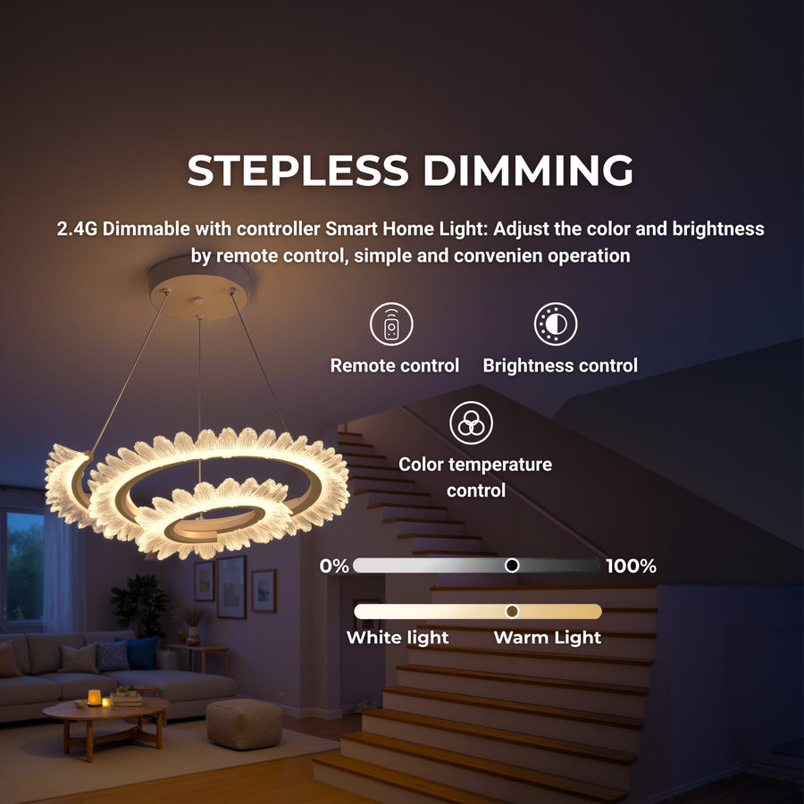 LULUS LED PRISM LUMINIS, CRYSTAL ÉS MÉG, 210W, 4 CIRCLES, DIMILE, állítható magasság, hideg/forró/semleges fény, fényűző világítás