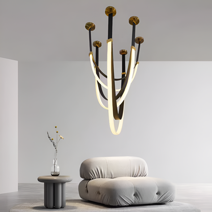 Modern csillár, LED, Largo terület, 43W, meleg, fekete fény