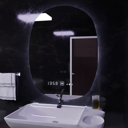 Ovális LED tükör 60x80cm ranya érzékelő mozgásglow marcello dimable óra leolvasztási rendszer