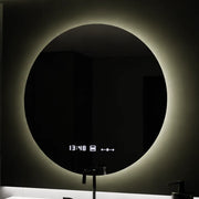 Kerek LED -tükör, 80 cm, Serenit MotionGlow Marcello, Leírásító rendszer, óra és hőmérő, dimálható